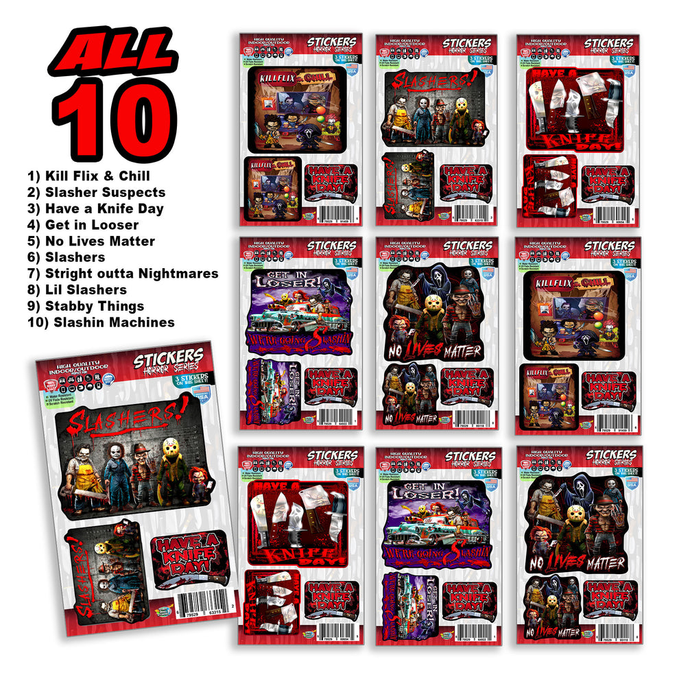 All 10 Slasher Stickers PACK – My Store